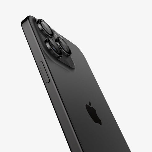AGL07163 - iPhone 15 Pro / 15 Pro Max Optik Pro Lens Protector in natural titanium showing the device